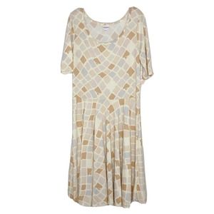 LulaRoe Nicole Square Print Women’s Stretch Jersey Square Print Nude Dress 2X